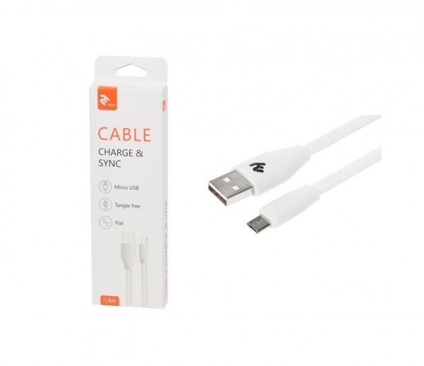 

Кабель microUSB 2E Flat 1.5m, White