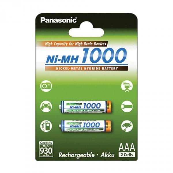 

Аккумулятор Panasonic High Capacity AAA 1000 mAh 2 шт. (BK-4HGAE/2BE)
