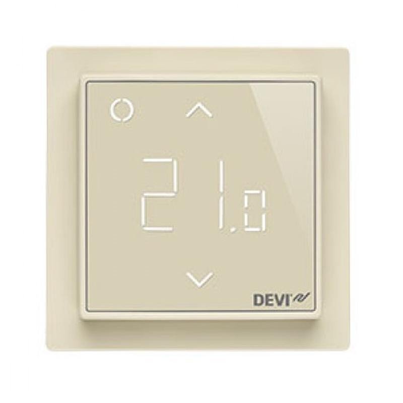 Терморегулятор Devi Devireg Smart, +5...45 °C, електронний, Wi-Fi, вбудований, дротовий датчик, 16A, 230V, слонова кістка (1420556)