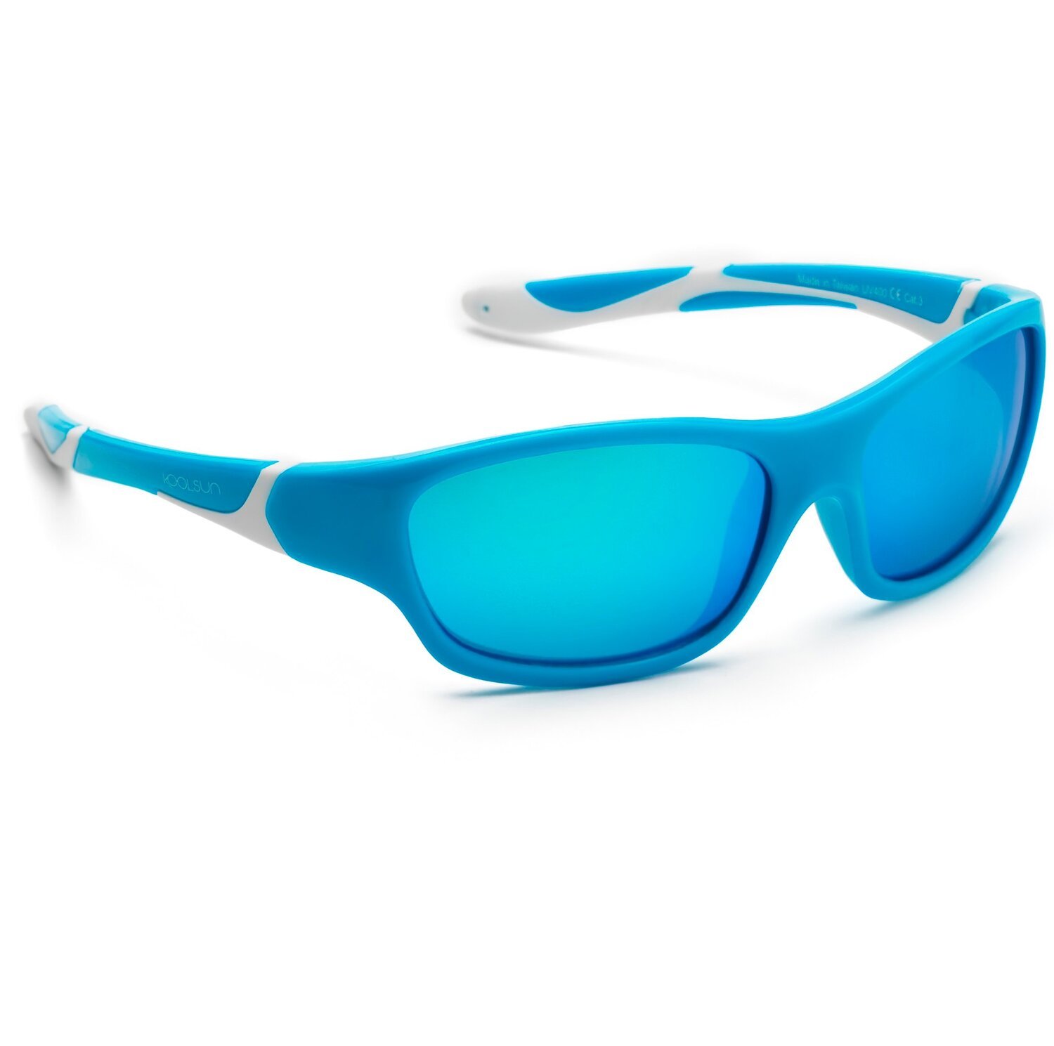 Детские солнцезащитные очки Koolsun Sport бирюзово-белые (Размер 6+) (KS-SPBLSH006) фото 