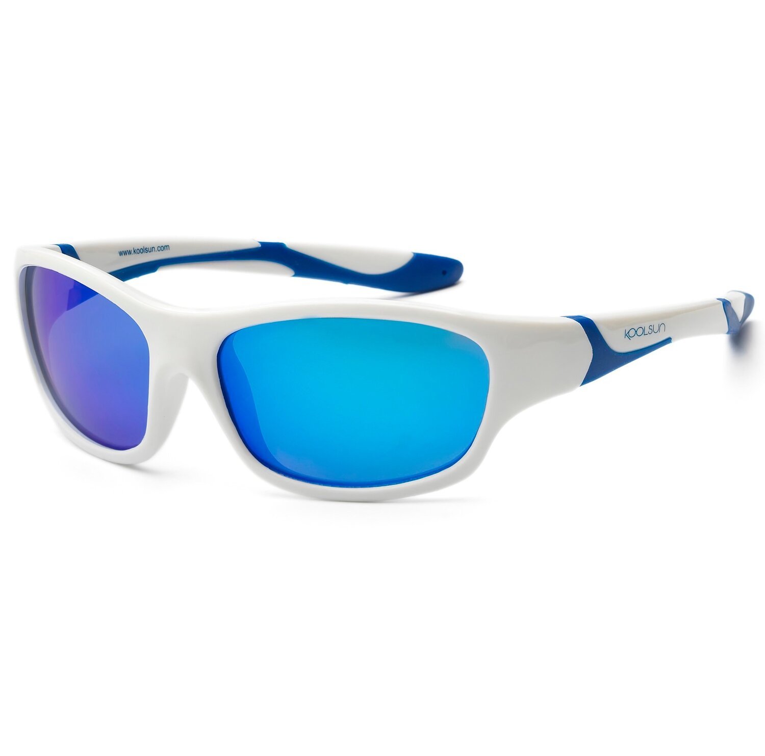 Детские солнцезащитные очки Koolsun Sport бело-голубые (Размер 3+) (KS-SPWHSH003) фото 