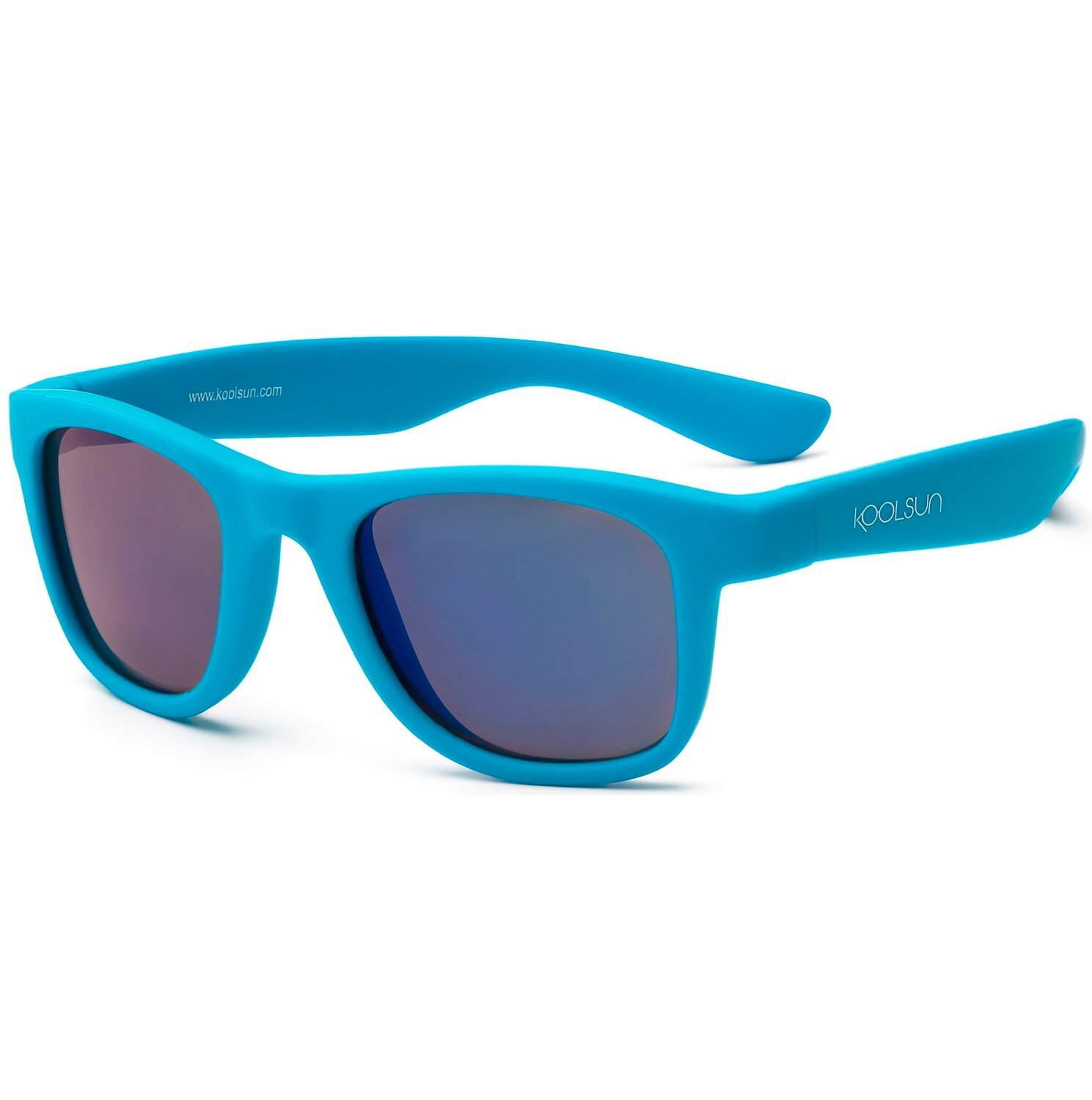 Детские солнцезащитные очки Koolsun Wawe неоново-голубые (Размер 1+) (KS-WANB001) фото 