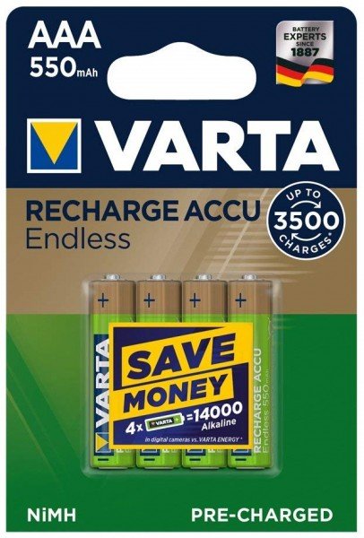 

Аккумулятор VARTA RECHARGEABLE ACCU ENDLESS AAA 550mAh BLI 4 NI-MH (56663101404)