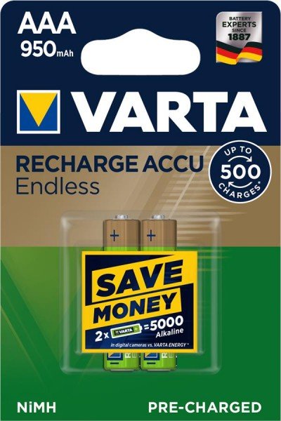 

Аккумулятор VARTA RECHARGEABLE ACCU ENDLESS AAA 950mAh BLI 2 NI-MH (56683101402)