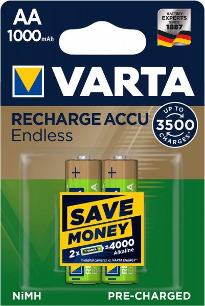 

Аккумулятор VARTA RECHARGEABLE ACCU ENDLESS AA 1000mAh BLI 2 NI-MH (56666101402)