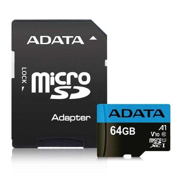 

Карта памяти Adata microSDXC 64GB Class 10 UHS-I A1 + SD-адаптер