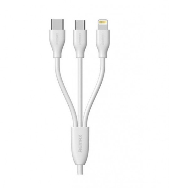 

Кабель Remax 3in1 USB-C + microUSB + Lightning White