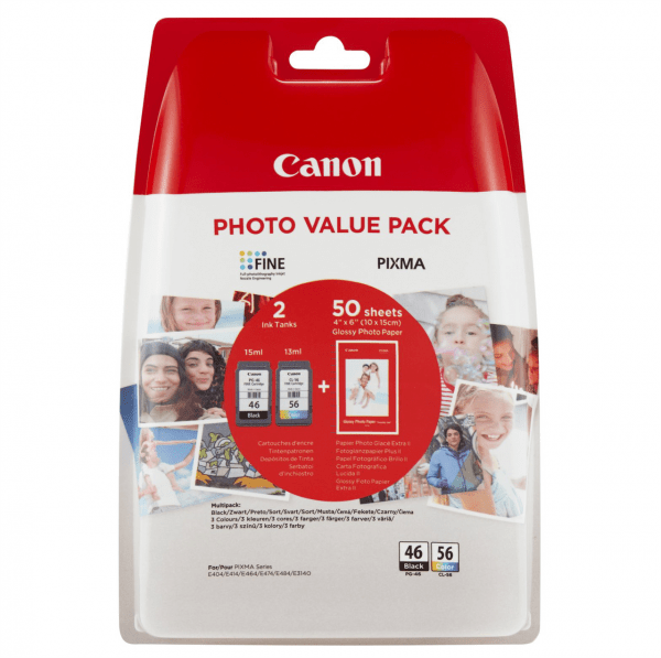 

Набор картриджей струйных CANON PG-46 Black + CL-56 Color + фотобумага GP-501 50 листов (9059B003)