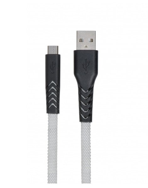 

Кабель 2E Flat Fabric microUSB 1m Gray