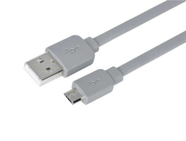 

Кабель 2E Flat Single Molding microUSB 1m Gray