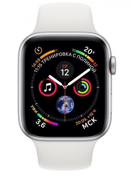 

Смарт-часы Apple Watch Series 4 44mm Silver Aluminium Case with White Sport Band