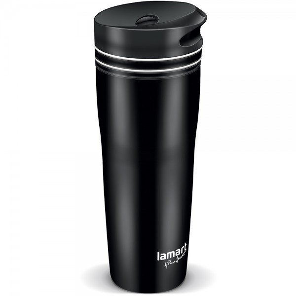 

Термокружка Lamart черная с белой полосой 0,36л (LT4049)