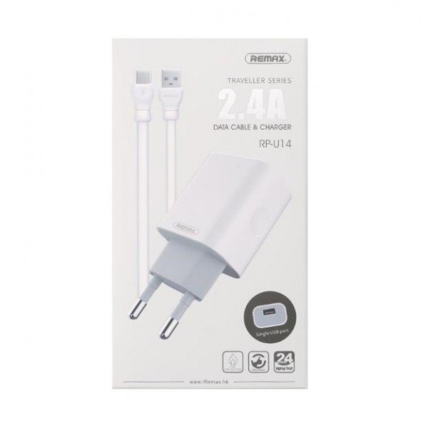 

Сетевое зарядное устройство Remax RP-U14 Traveller + Type-C Cable White