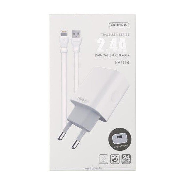 

Зарядное устройство Remax Traveller series Lightning USB Data Cable RP-U14 white