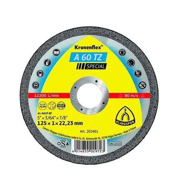 

Отрезной круг по металлу Klingspor 125х1,0х22,2 Kronenflex A60 Speсial