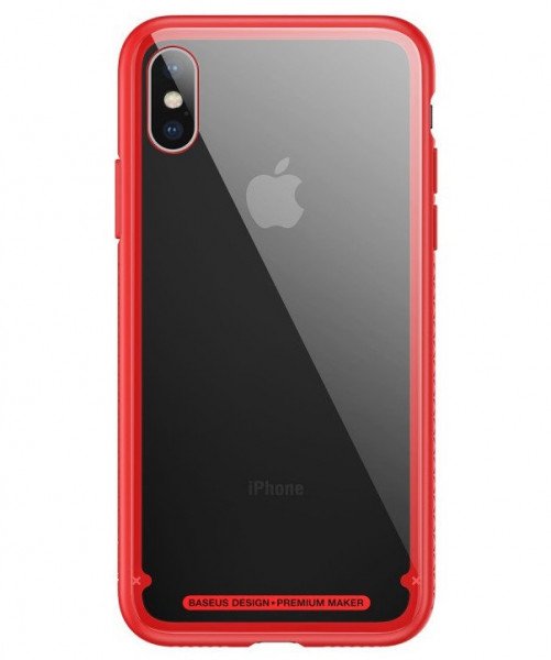 

Чехол Baseus для iPhone X/Xs See-through glass protective Red