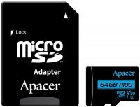 Карта пам'яті Apacer microSDXC 64GB UHS-I U3 V30 R100MB/s + SD-адаптер