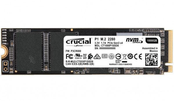 

SSD накопитель Micron Crucial P1 1TB M.2 NVMe PCle 3.0 (CT1000P1SSD8)