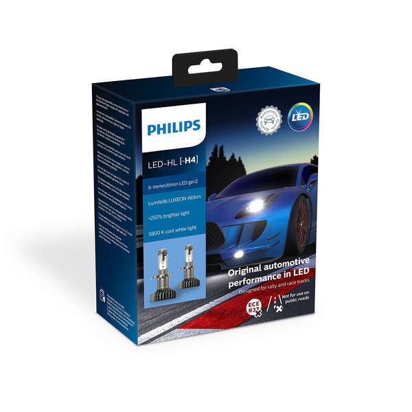 

Лампа светодиодная Philips H4 X-treme Ultinon Led +250% (11342XUWX2)