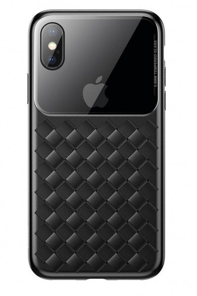 

Чехол Baseus для iPhone XS/X Glass & Weaving Black