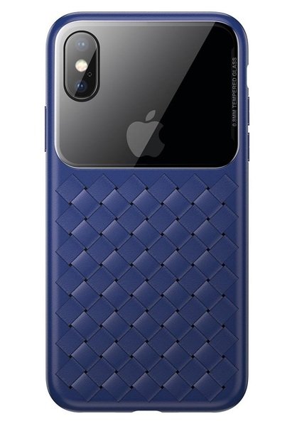Акція на Чехол Baseus для iPhone XS/X Glass & Weaving Blue від MOYO