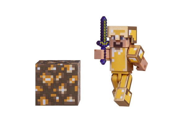 

Игровая фигурка Jazwares Minecraft Стив в золотой броне серия 3 (16488M)