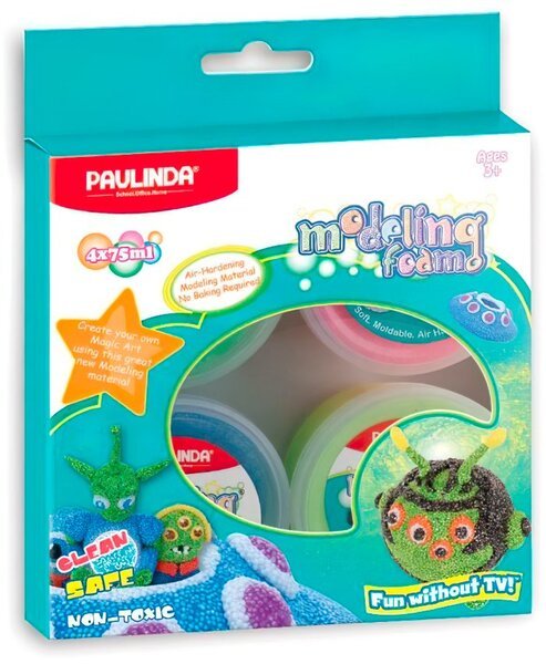 

Масса для лепки Paulinda Modeling foam коробка, разноцветный 4*75мл (PL-072504)