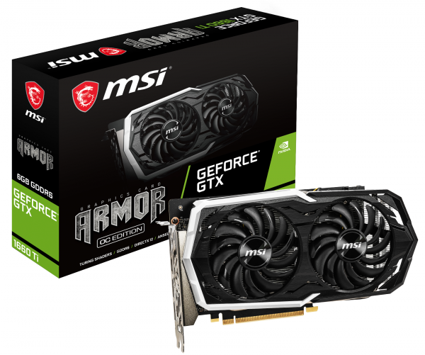 

Видеокарта MSI GeForce GTX 1660 Ti 6GB GDDR6 Armor OC (GF_GTX_1660_TI_ARMOR6GOC)