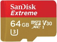Карта памяти Sandisk microSDXC 64GB Class 10 UHS-I U3 A2 R160MB/s Extreme V30 + SD адаптер