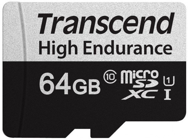Карта памяти Transcend microSDXC 64GB C10 UHS-I U1 High Endurance (85TB) (TS64GUSD350V)