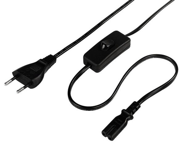 

Кабель питания НАМА кнопка вкл/выкл,Euro/M - C7/F,2-pin, 2 м, Black (44236)