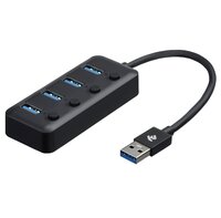  Адаптер 2Е USB-A to 4*USB3.0, Hub with switch, 0.25 м 