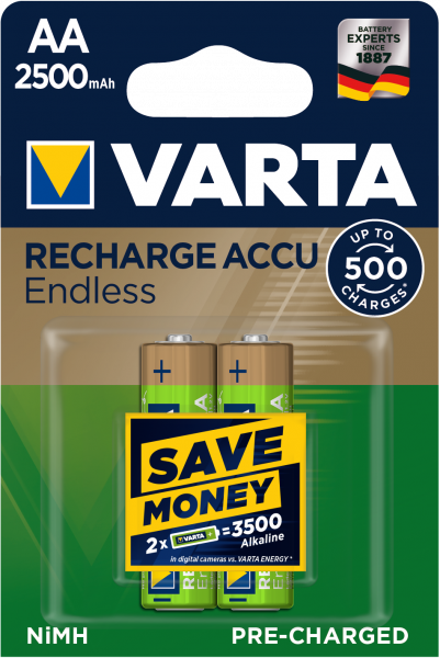 

Аккумулятор VARTA Rechargeable ACCU ENDLESS AA 2500 mAh BLI 2 NI-MH (56686101402)