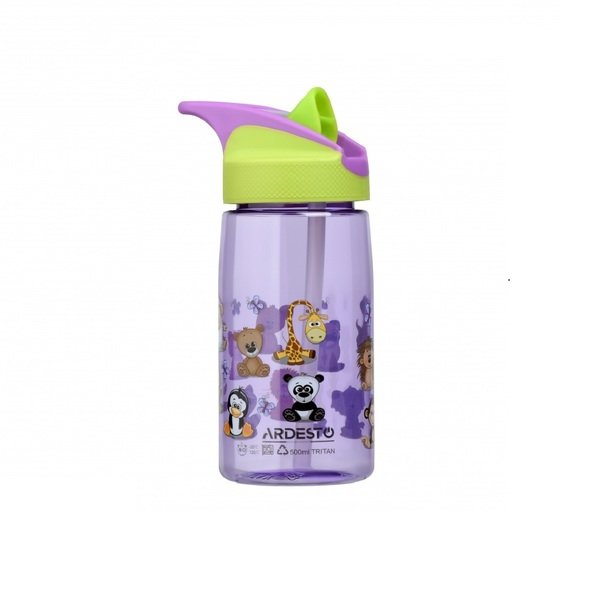 

Бутылка для воды детская Ardesto Funny animals зеленая 500 мл (AR2201TA)