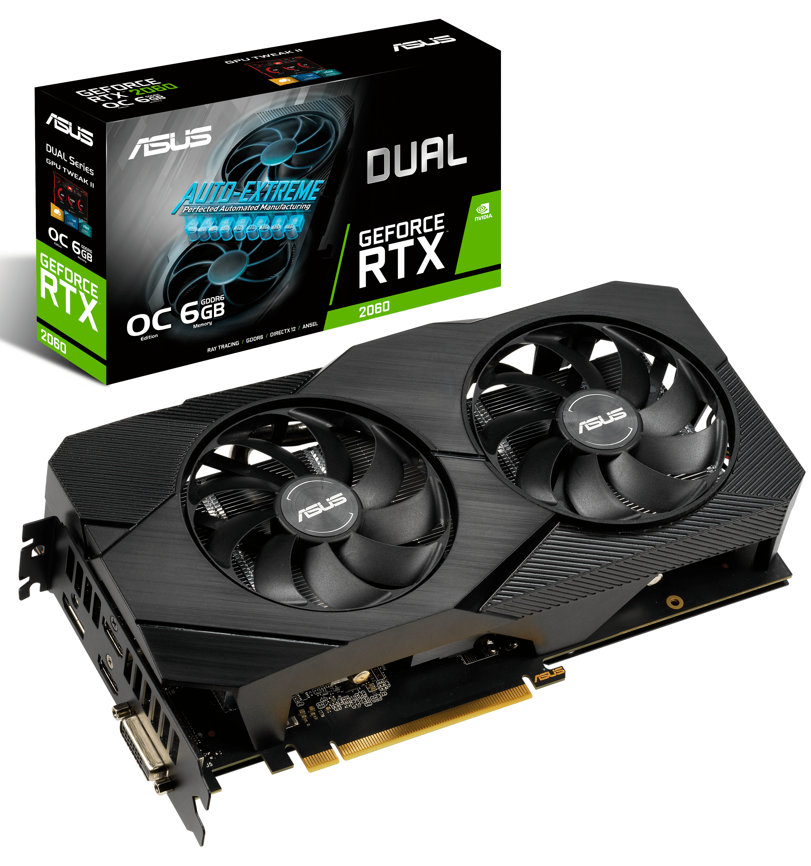 

Видеокарта ASUS GeForce RTX2060 6GB GDDR6 DUAL EVO OC (DUAL-RTX2060-O6G-EVO)