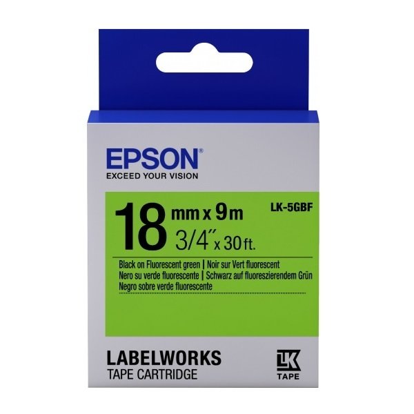 

Картридж с лентой Epson LK5GBF принтеров LW-400/400VP/700 Fluor Blk/Green 18mm/9m (C53S655005)