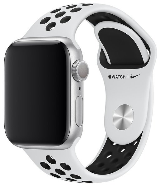 

Ремешок Apple Watch 40mm Pure Platinum/Black Nike Sport Band S/M & M/L (MX8D2ZM/A)