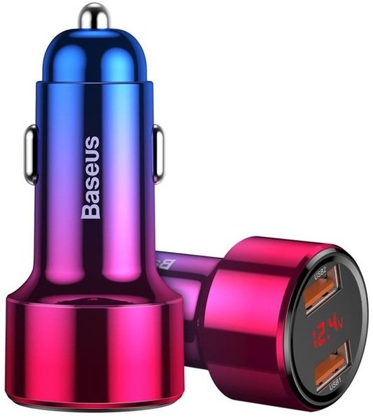 

Автомобильное ЗУ Baseus Magic Series Dual QC 2x3.0, display, red