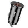 Автомобільний ЗП Baseus Circular Plastic USB, Type-C PD3.0, QC4.0, black фото