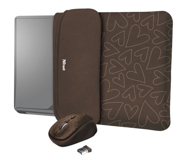 

Чехол + мышь Trust YVO Mouse and Sleeve 15.6" Brown-hearts