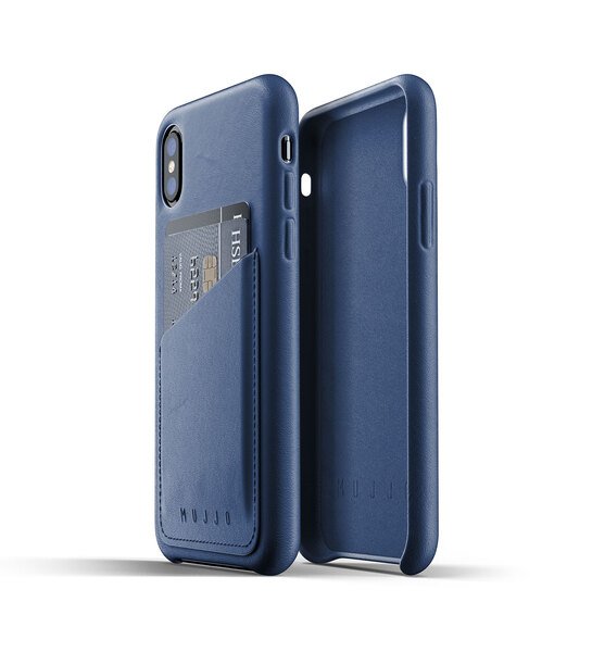 

Чехол кожаный MUJJO для iPhone Xs Full Leather Wallet Blue