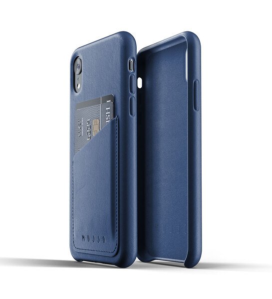 

Чехол кожаный MUJJO для iPhone Xr Full Leather Wallet Blue