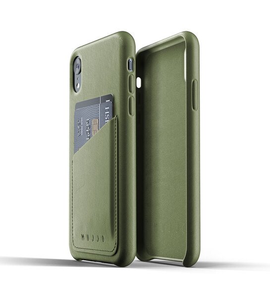 

Чехол кожаный MUJJO для iPhone Xr Full Leather Wallet Olive