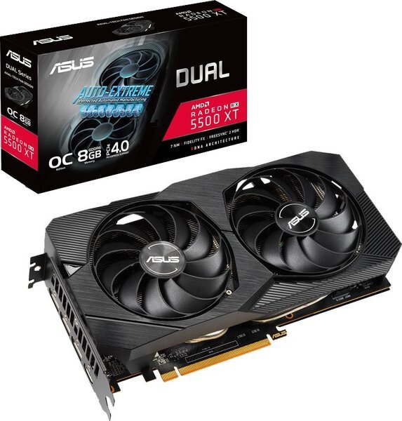 

Видеокарта ASUS Radeon RX 5500 XT 8GB GDDR6 EVO OC (DUAL-RX5500XT-O8G-EVO)