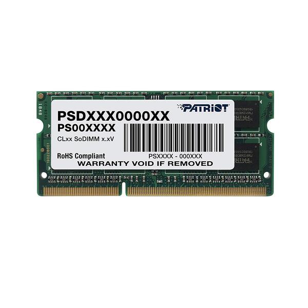 

Память для ноутбука PATRIOT DDR3 SL 1600 4GB SODIMM 1.35V (PSD34G1600L2S)