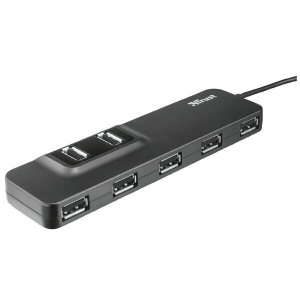 Акція на USB-хаб TRUST Oila 7 Port USB 2.0 Hub Black від MOYO