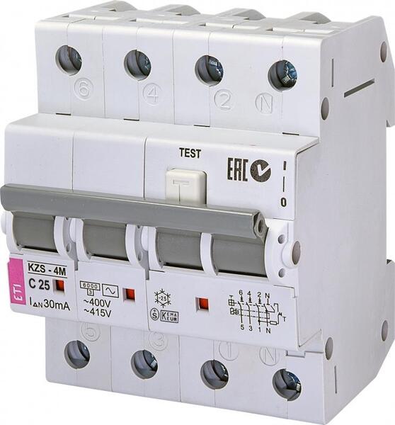 

Дифференциальный автомат ETI KZS-4M 3p+N C 25/0,03 тип AC (6kA)