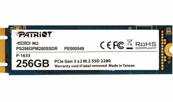 Акція на SSD накопитель PATRIOT SCORCH 256GB M.2 NVMe PCIe 3.0 x2 2280 (PS256GPM280SSDR) від MOYO
