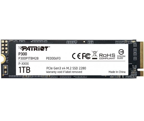 Акція на SSD накопитель PATRIOT P300 1TB M.2 NVMe PCIe 3.0 x4 2280 3D (P300P1TBM28) від MOYO