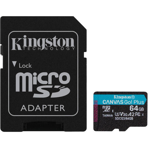 Акція на Карта памяти Kingston microSDXC 64GB Canvas Go Plus 170R A2 U3 V30 + SD-Адаптер (SDCG3/64GB) від MOYO